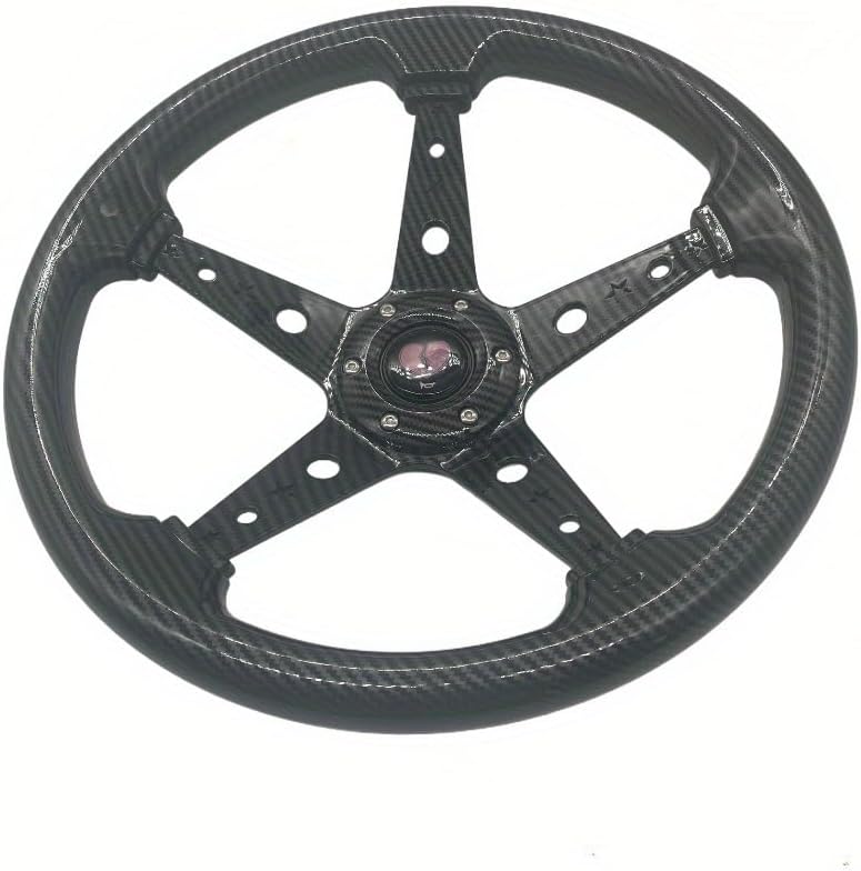 JDM Pentagram Steering Wheel 13”/330mm 6 Bolts Grip - Carbon Fiber Style, ABS Material with Horn Button, Vehicle Customization | Sporty Look | Spoke Steering Wheel