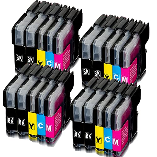 Hyggetech Lot de 20 Cartouches d'encre compatibles pour Brother LC980XL LC985XL LC1100XL Compatible avec Brother DCP-195C DCP-145C DCP-375CW DCP-163C DCP-165C MFC-250C MFC-490CW DCP-185C DCP-365CN Cover