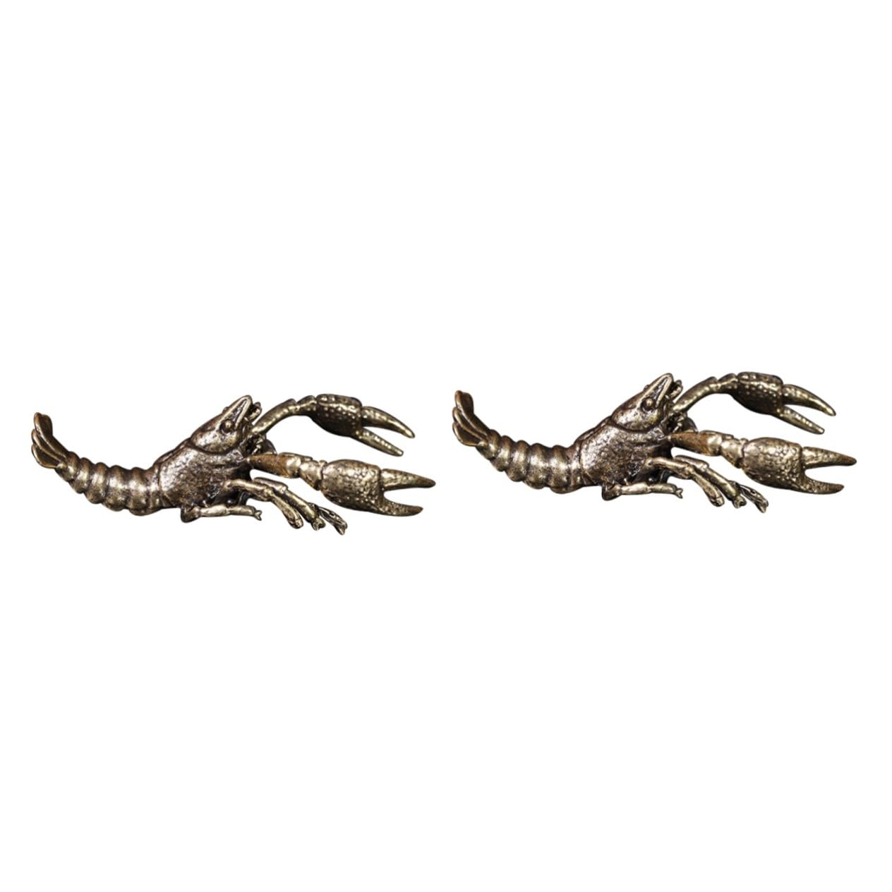 Holibanna 2pcs Lobster Statue Copper Sculpture Golden