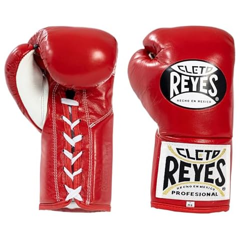 CLETO REYES Professional Competition Boxing Gloves for Men and Women, Leather and Horsehair, MMA, Kickboxing, Muay Thai, Lace Up, 10 oz, Red Cover