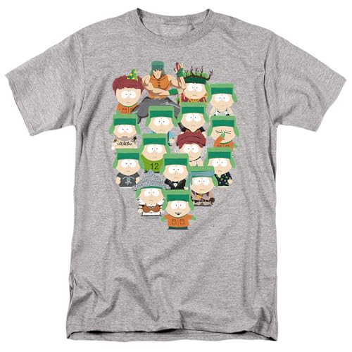 popfunk South Park Many Faces of Kyle T Shirt, Athletic Heather Camiseta, Gris, S Unisex Adulto