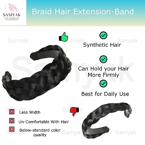 Image of Samyak Synthetic Hair Braided Hair Band 4 Plaited Headband For Women & Girls Fashion Hair Accessory (Black)