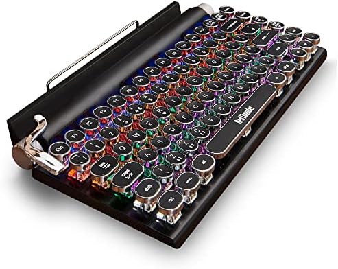 RedThunder RT84 Retro Typewriter Keyboard, UK Layout, Bluetooth 5.0 Wireless Mechanical Keyboard, Multi Devices Connection for PC/MAC/Laptop/Tablet/Phone