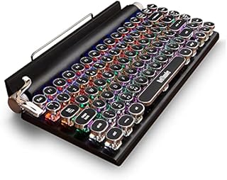 RedThunder RT84 Retro Typewriter Keyboard, UK Layout, Bluetooth 5.0 Wireless Mechanical Keyboard, Multi Devices Connection for PC/MAC/Laptop/Tablet/Phone