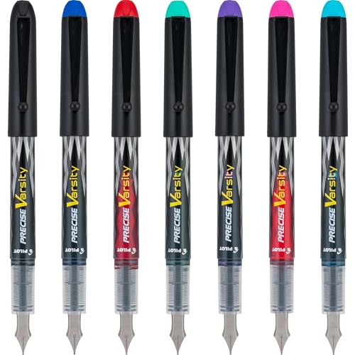 PILOT Precise Varsity Pre-Filled Fountain Pens, 1.0mm, Multicolor, 7-Pack - image 4