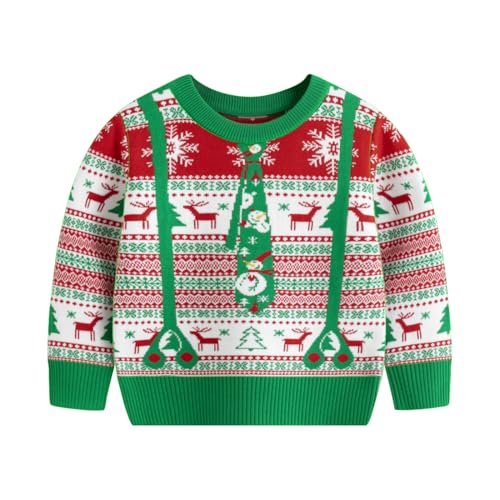 Image of Ugly Christmas Sweater Kids Girls Boys Reindeer Snowflake Knitted Xmas Holiday Pullover Sweater 2-9 Years Old