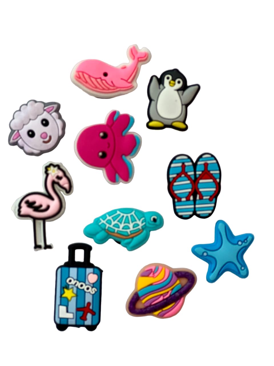 k i d o o sBeautiful Shoe Charms Most Popular Collection - Sea Animals & Travel - 10 pcs Shoe Charms for Girls and Boys