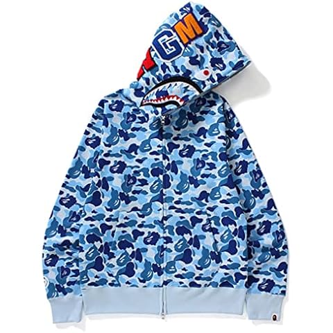 Symish Bape Shark 3D Hoodie Fashion Camo Hoodie Zipper Camouflage Jacket Shark Head Coat Bape Sweatshirt,MC,MCBlue,S1 Cover