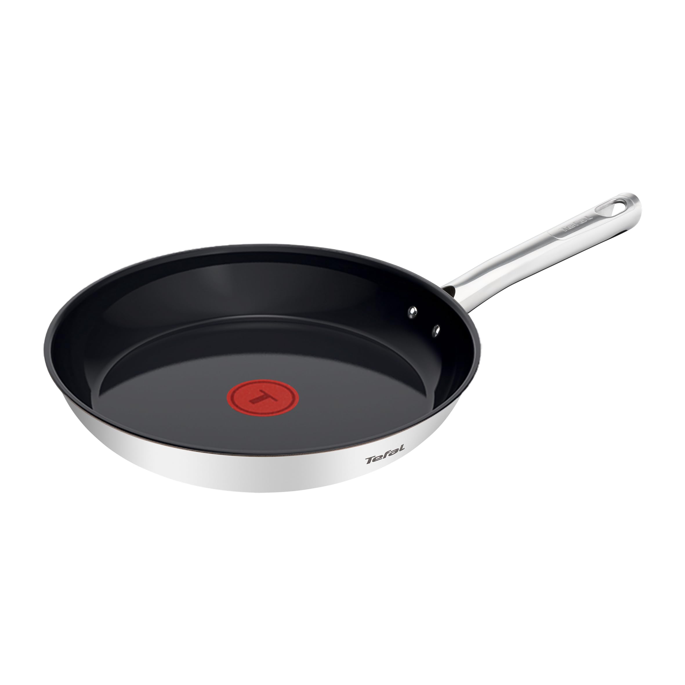 Tefal Duetto On G7660434 - Padella antiaderente Go Ceram, segnale termico, manico rivettato, adatta a tutti i piani cottura, in acciaio inox, durevole, con rivestimento antiaderente