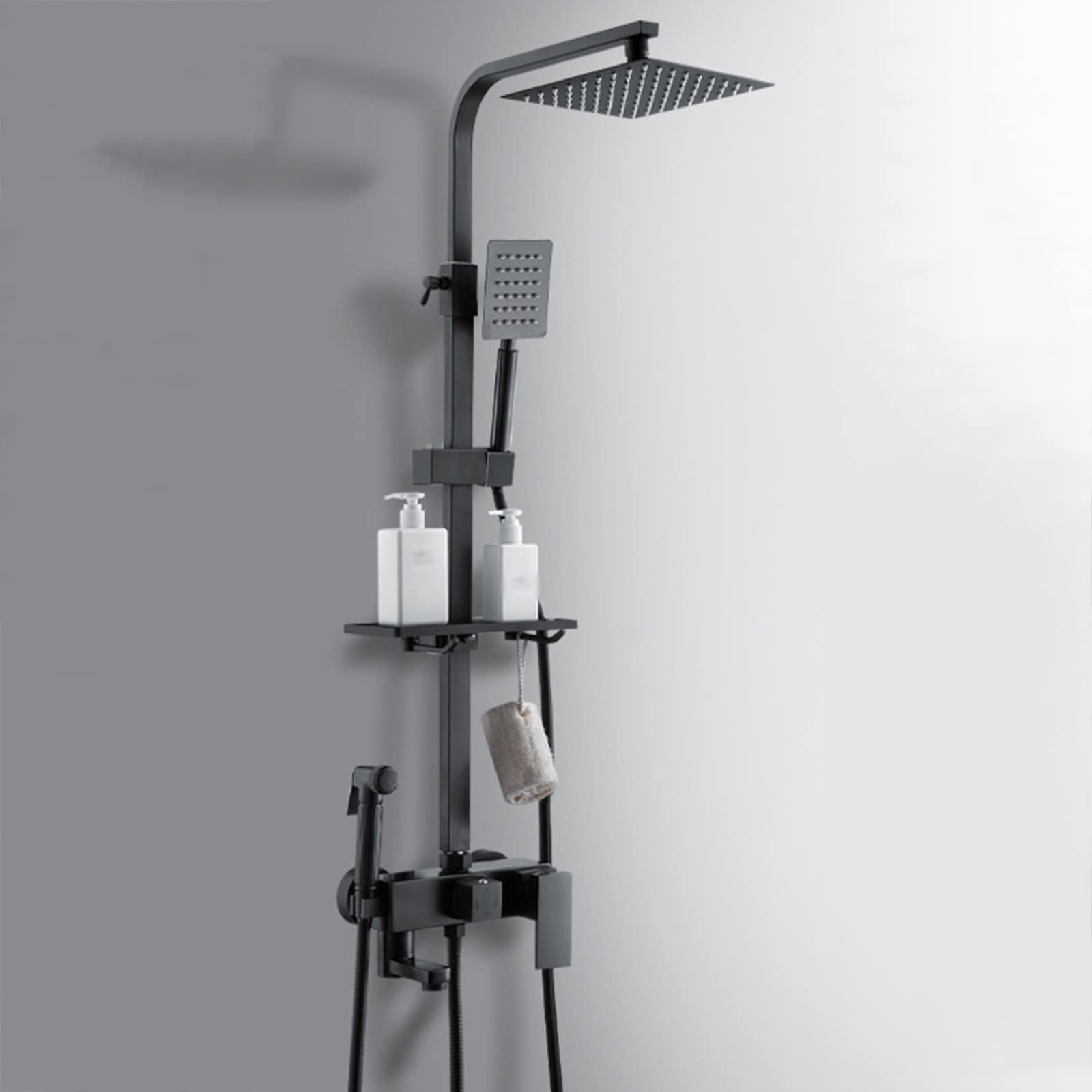 Kit de robinet avec mitigeur de douche en laiton et colonne noire murale