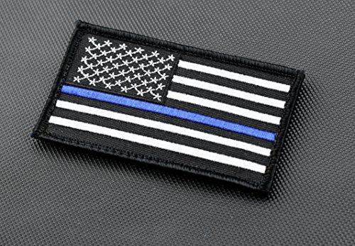 Thin Blue Line United States Flag 3.5" X 2" Patch Police Swat (Hook/Loop) #TOP1