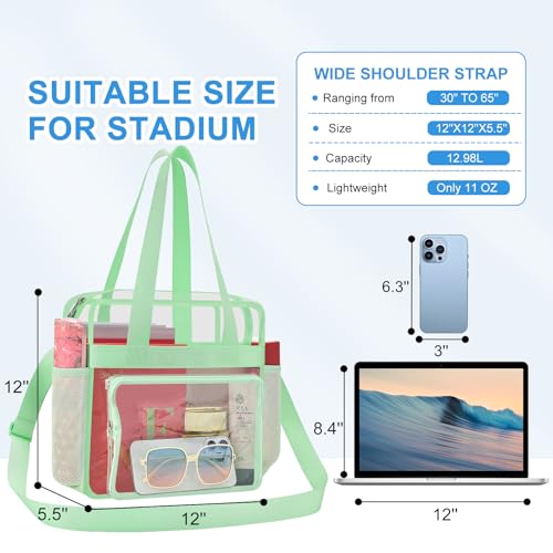 Image of Busiuw Clear Bag for Stadium Events, Stadium Approved 12x12x6 Clear Tote Bag for Sport Fan, Work Concert Travel