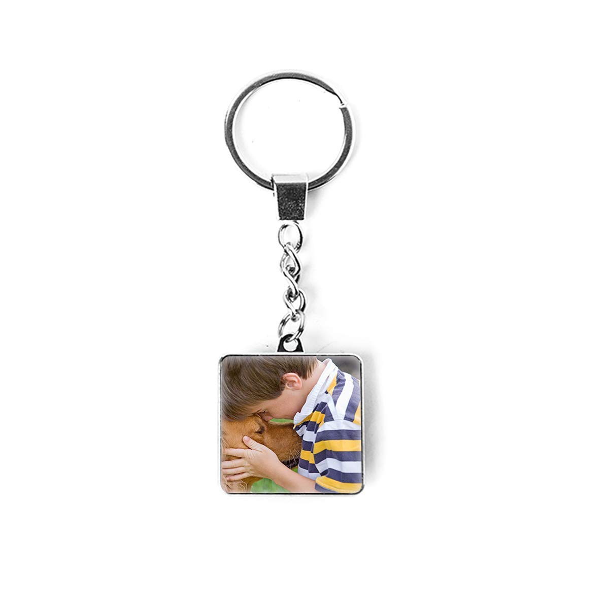 Styletify Custom Photo Keychain,Crystal Keychain Set Personalized Keyrings Double-Sided Customized Keychain with Picture Square