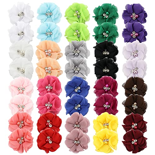 inSowni 40 Pack/20 Pairs 2″ Solid Chiffon Flower with Rhinestones Pearls Ponytail Pigtail Alligator Hair Clips Barrettes 2 Inch Small Floral Bows Accessories for Baby Girls Toddlers Infants Kids Teens inSowni 40 Pack/20 Pairs 2″ Solid Chiffon Flower with Rhinestones Pearls Ponytail Pigtail Alligator Hair Clips Barrettes 2 Inch Small Floral Bows Accessories for Baby Girls Toddlers Infants Kids Teens