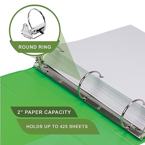 Image of Samsill Plant-Based 2 Inch Durable Round Ring, View Binder, Eco-Friendly, USDA Certified Biobased, 4 Count, Pack of 1, Fashion Assortment