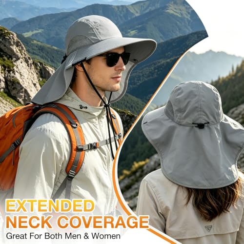 Image of Solaris Sun Hat with Neck Flap, UPF 50 Sun Protection Lightweight Sun Cap for Men Women, Wide Brim Hat for Fishing Hiking