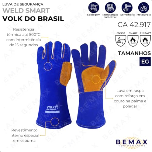 Luva De Raspa Soldador Epi Com Ca Alta Temperatura Weld Volk