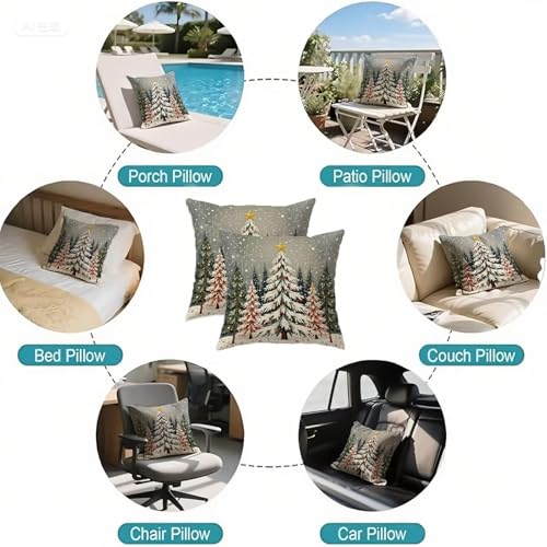 Housse coussin 65x65cm de Noël vert en velours double face imperméable lot de 2