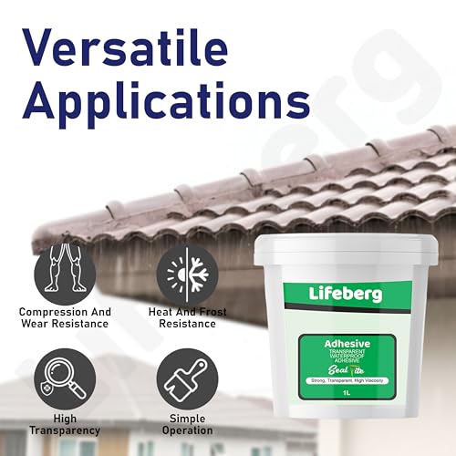 Image of 1L Transparent Waterproof Glue for Roof Leakage Crack Seal Agent Roof Water Leakage Solution Water Proof Glue Waterproofing Resin Epoxy for Wall, Tile and Pipes with Brush