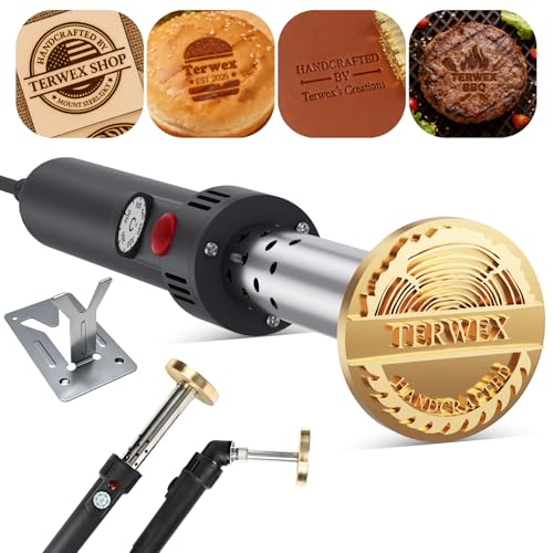 Terwex Custom Electric Branding Iron for Wood Temperature-Controlled Wood Branding Irons Personalized Metal Burning Stamp Unique Logo Branding Iron for Food Leather Woodworking Tools & Accessories