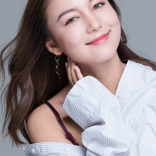Spiral Threader Earrings 925 Sterling Silver Drop Dangle Earrings Handmade Jewelry For Women Teen Girls Birthday Anniversary (Silver) #TOP5