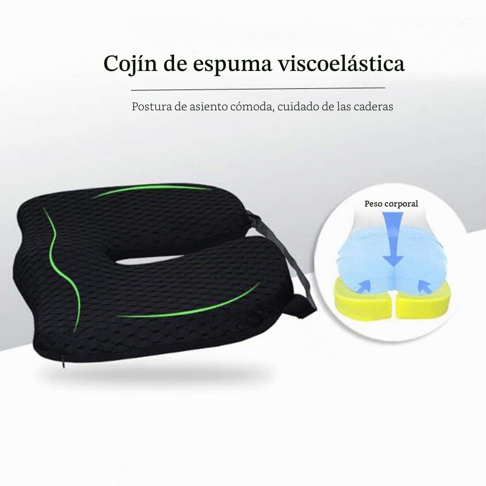 Cojín ortopédico con soporte lumbar y reposacabezas, cojín ergonómico para silla, espuma viscoelástica, ciática, hemorroides y alivio del dolor de espalda, para asiento de coche, silla de oficina y