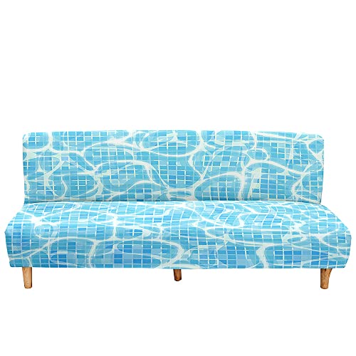 Hearda 3D Funda Sofa Cama Sin Brazos Elástica, Fundas de Clic Clac Ajustables Sofa Cama Plegable Protector de Muebles Antideslizante para Sofá Cama Plegable sin Reposabrazos (Mar 5,120-150cm)