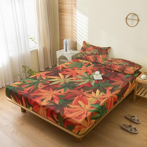 Marijuana Leaf Twin XL Size Bed Sheets Set