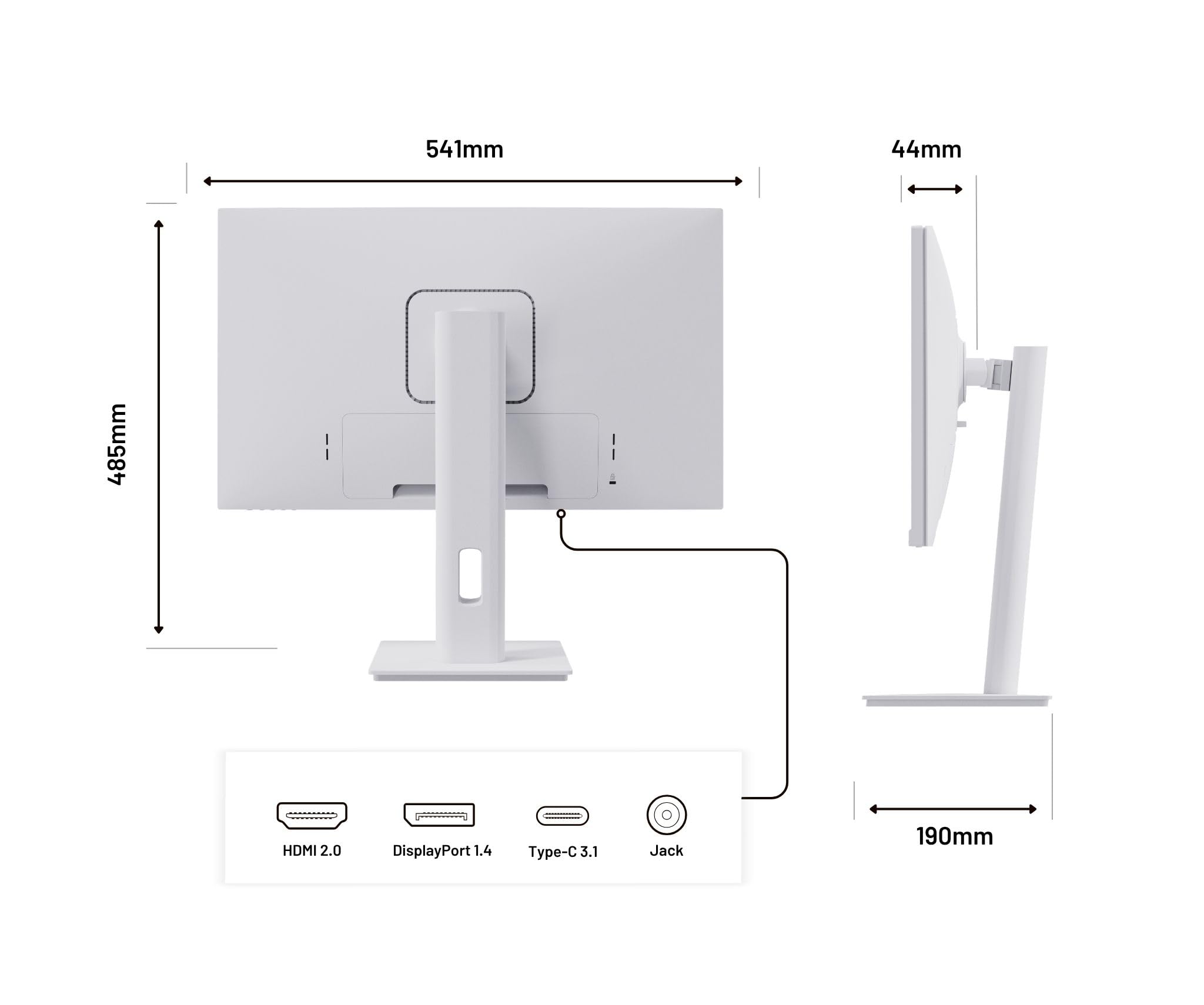 JapanNext Monitor PC da 23,8" IPS 2K WQHD (2560x1140) | USB-C | Bianco