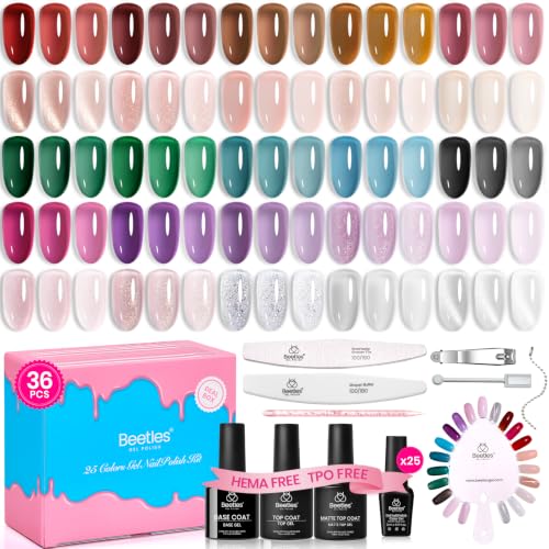 Beetles Deal Box Jelly Fall Gel Nail Polish Set Soak Off UV LED 36 Pcs