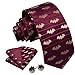 Barry.Wang Burgundy Halloween Man Tie Sets Silk Animal Necktie Woven Handkerchief Cufflinks Designer Fashion Cosplay Festival