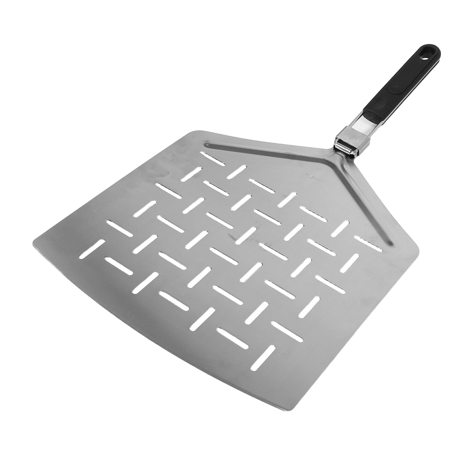 Ciieeo Pizzaofenspatel aus Edelstahl Breiter Pizzaschieber mit Klappbarem Griff Perforierter Spatel für Pizza Brot und Kuchen Backzubehör für Ofen und Grill