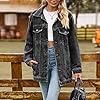 Womens Denim Jackets Long Oversized Jean Jacket Western Boyfriend Button Up Shacket Fall Outfits Coats with Pockets (UK, Alpha, XL, Regular, Regular, 01 Dark Gray) #2
