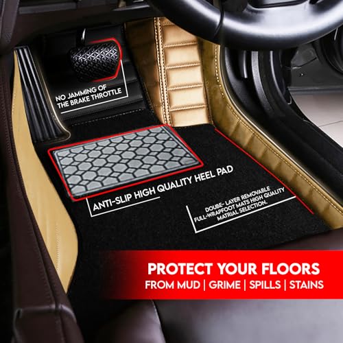 Image of Antiskid Combination 9D Car Mat Full Set for Vinfast VF 7 2026 | Luxury Leather Dual-Stitch Full Set 9D Car Floor Mat || 100% Waterproof & Washable||Color: Black FR-Chamois