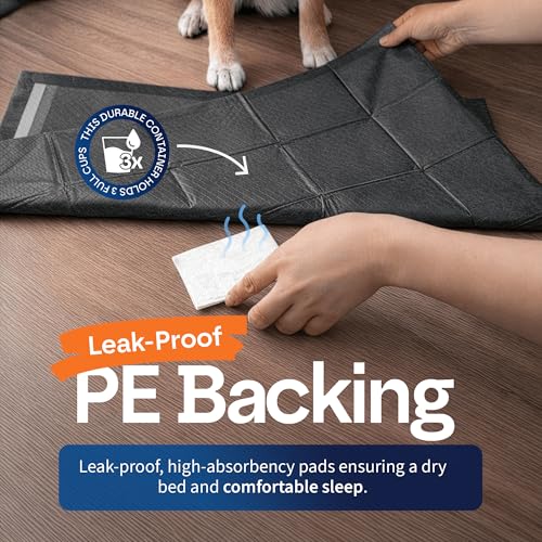 Image of Healqu Puppy Pads Dog Training Pad Black Charcoal, Activated Carbon & Advanced Leakproof Technology (24x24 Pack of 100)