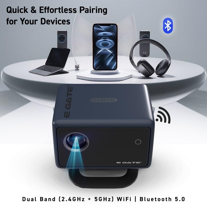 E Gate i9 Pro Automatic Projector, 12000 Lumen & 600fc (Segment Brightest), 4k Support, Auto Keystone & Digital Focus, HDMI ARC, USB, WiFi... - Image 6