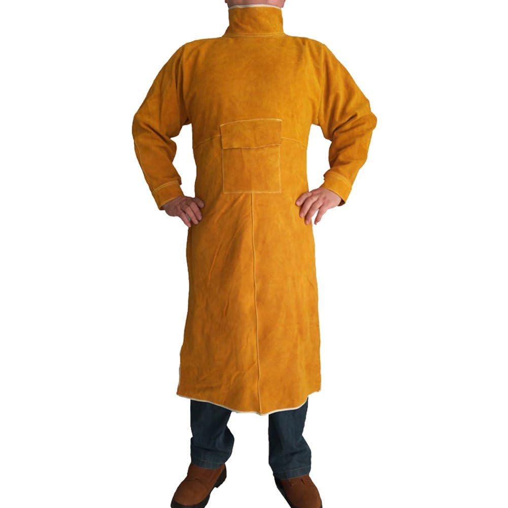 Sanfly Veste De Soudage En Cuir De Vachette Fendu Résistant À Chaleur, Tablier Anti-brûlure, Combinaison De Travail Isolante À L'arc Sous Argon