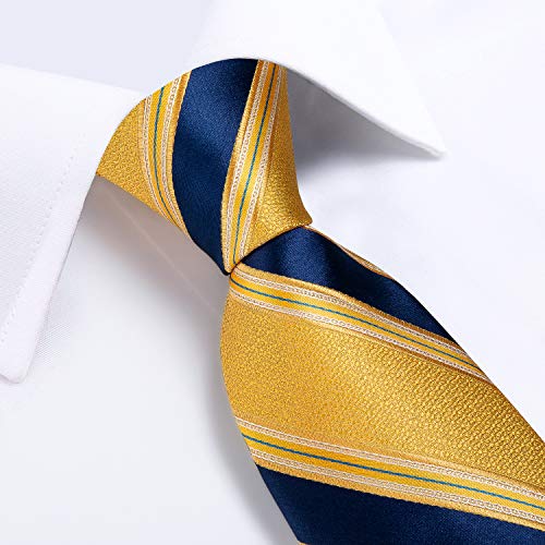 Image of DiBanGu Extra Long Tie for Men 63 inch XL Silk Necktie Set | Pocket Square and Cufflinks, Big and Tall, Jacquard Woven, Gift Box, Paisley /Plaid /Solid /Striped, for Weddinng Party Business