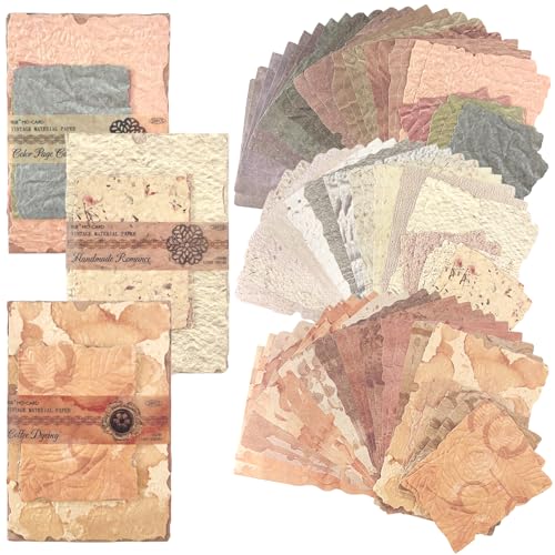 DIPZO Set de 84 hojas de papel scrapbook vintage, Papel decorativo texturizado y en relieve para scrapbooking, diarios creativos, tarjetas, bullet journaling y proyectos de manualidades
