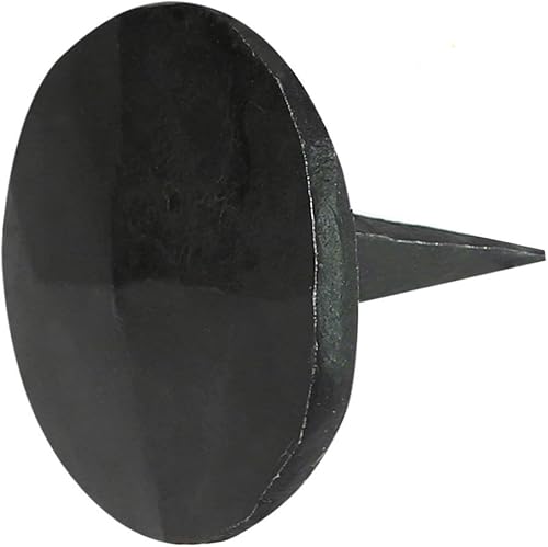 Juego de 12 clavos decorativos de hierro de 3/4 x 1 pulgada (aproximadamente), diseño de pirámide redonda, acabado de hierro negro natural