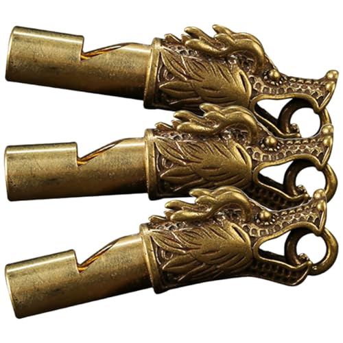 Set de 3 silbatos de emergencia dorados de cobre miniatura 1