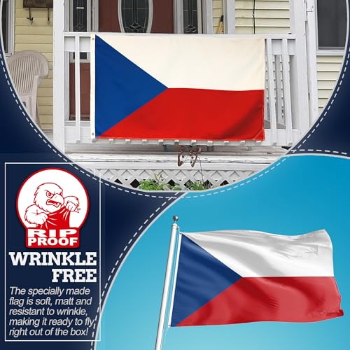 Bandera de República Checa de lona premium resistente de 3x5 pies 5