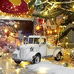 SOFFEE DESIGN 12in Collectible-Vehicles Classic Truck, Pick-up Model Iron Decorations, Collectible Figurine Desktop Car Wine Holder for Home Decor, White - Image 2