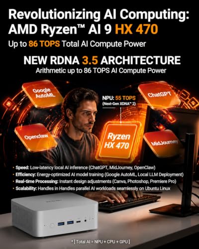 Image of Reatan X8 Ryzen AI 9 HX 470 Mini PC(86 Tops,12C /24T up to 5.2GHz) 48GB DDR5 5600MHz 2TB PCIe 4.0 SSD, Radeon 890M, OCuLink /2xUSB4 /DP,Quad 8K Display, 2.5G LAN, Wi-Fi 7 /BT 5.4, AI /Dev /Creator /Gaming