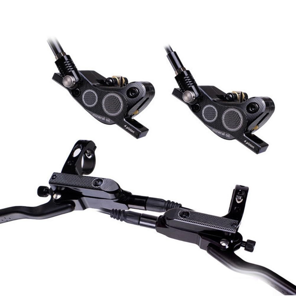 Zoegneer Kit freno idraulico a 4 pistoni, freno a disco olio a quattro pistoncini, freno a disco idraulico per mountain bike, freni a disco bifacciali, set freni idraulici MTB (viola)