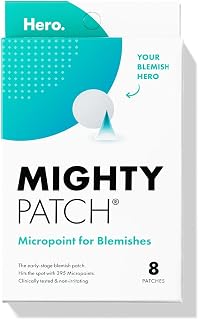 Hero Cosmetics Mighty Patch Micropoint Large: Hydrocolloid Pimple Patches with 395 Micropoints for Early-Stage Zits & Hidden Blemishes, 8 Count