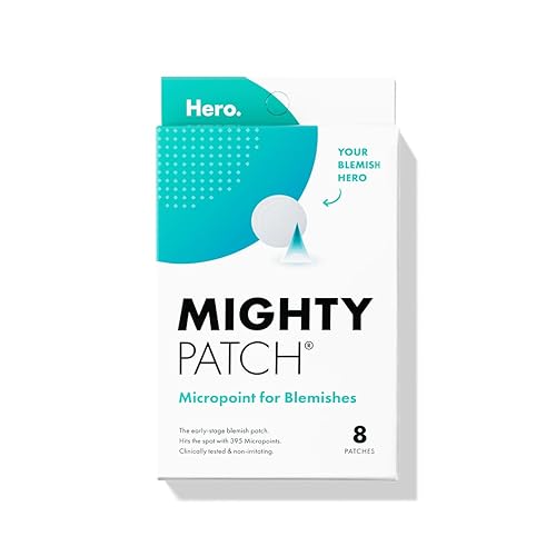 Mighty Patch Micropoint™ for Blemishes from Hero Cosmetics - Hydrocolloid Acne Spot Treatment Patch for Early Stage Zits and Hidden Pimples, 395 Micropoints (8 Patches) - 8 Count (Pack of 1)