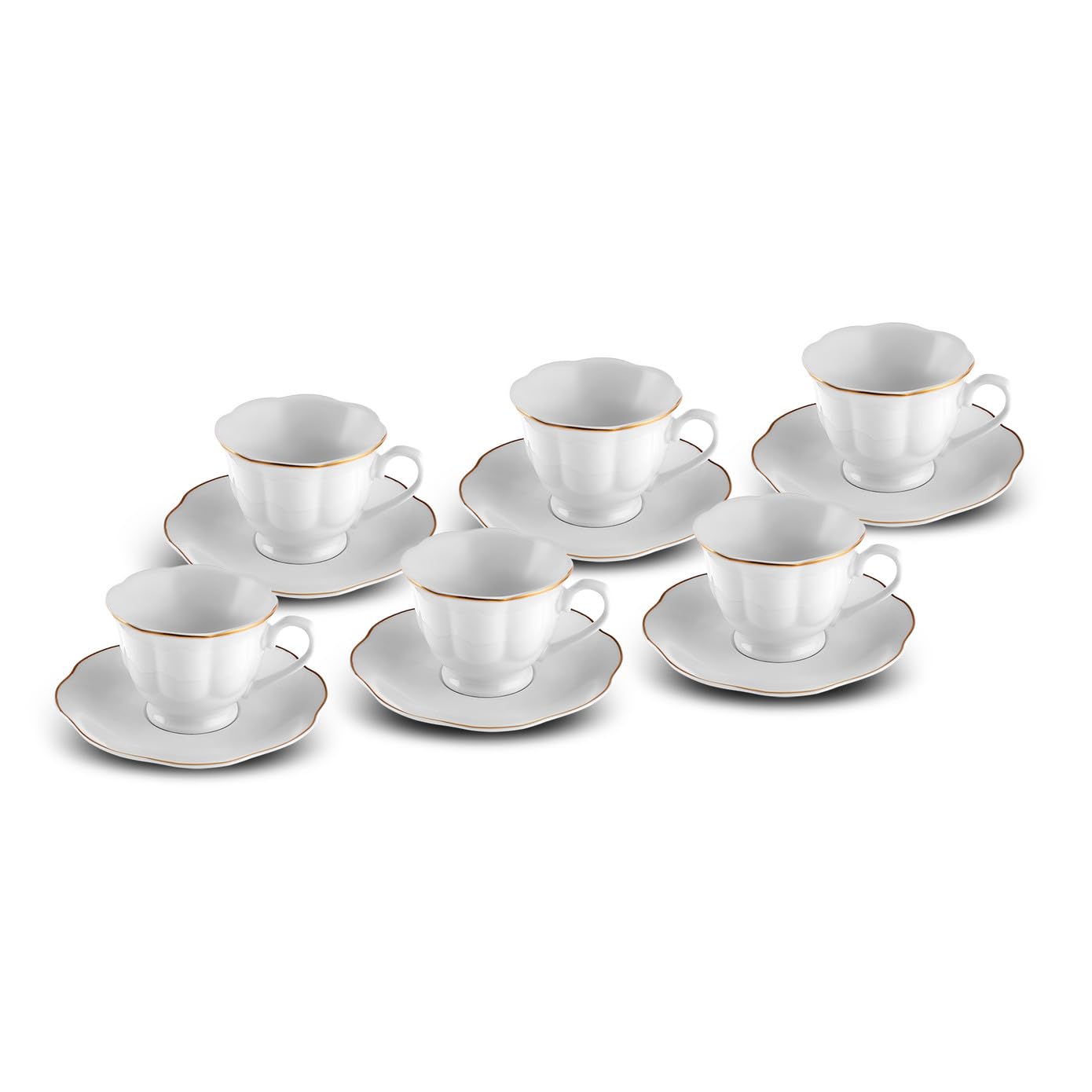 KARACA Çan Turkish Coffee Cup Set for 6 People, 12 Piece White Cups with Saucers, Small Porcelain Espresso Set - Image 2