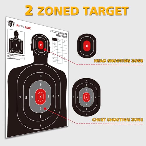 atflbox silhouette paper target for the range 23x35 inch target paper for indoor and outdoor use suitable for handguns pistols rifles airguns pellet gun bb guns