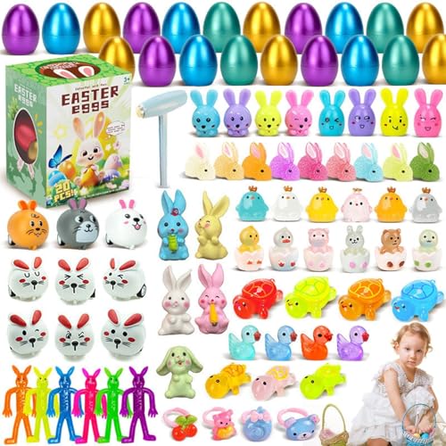 Genérico Huevos de Pascua rellenos, huevos de Pascua rellenos para niños, huevos interactivos para llenar con juguetes, juguetes para aplastar huevos, juguetes de clase para niñas y niños